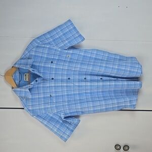 Lake & Trail Mens Blue/White PLAID Pocket Button down Shirt outdoors Sz.M